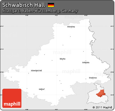 Silver Style Simple Map of Schwäbisch Hall, single color outside