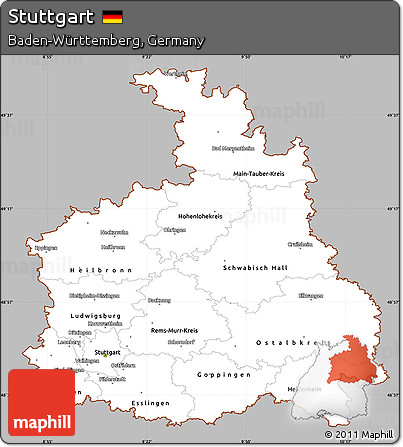 Gray Simple Map of Stuttgart, cropped outside