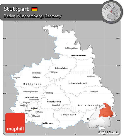 Gray Simple Map of Stuttgart, single color outside