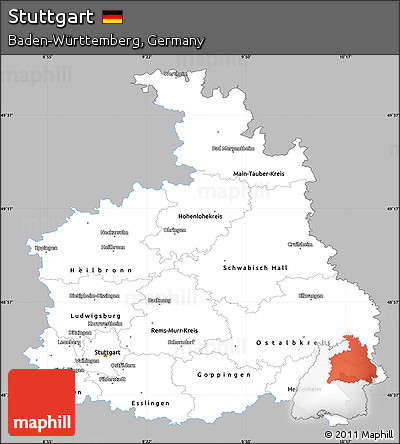 Gray Simple Map of Stuttgart, single color outside