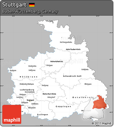 Gray Simple Map of Stuttgart, single color outside