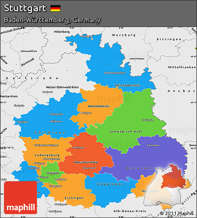 Political Simple Map of Stuttgart, single color outside, borders and labels
