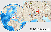 Shaded Relief Location Map of Ravensburg
