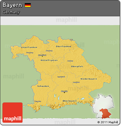 Savanna Style 3D Map of Bayern, single color outside