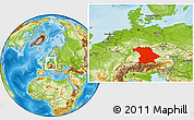 Physical Location Map of Bayern, within the entire country