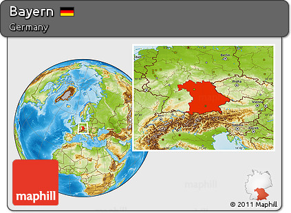Physical Location Map of Bayern