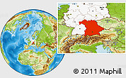 Physical Location Map of Bayern, highlighted country