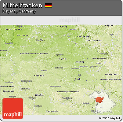Physical 3D Map of Mittelfranken
