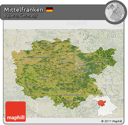 Satellite 3D Map of Mittelfranken, lighten