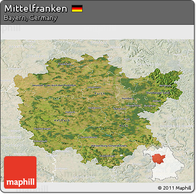 Satellite 3D Map of Mittelfranken, lighten