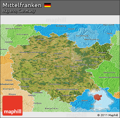 Satellite 3D Map of Mittelfranken, political shades outside