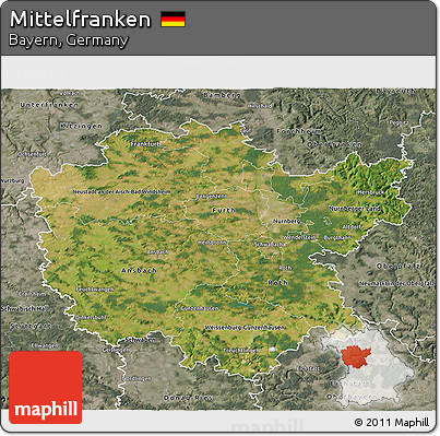 Satellite 3D Map of Mittelfranken, semi-desaturated