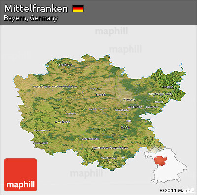 Satellite 3D Map of Mittelfranken, single color outside