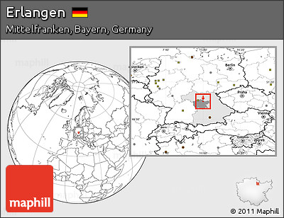 Blank Location Map of Erlangen, highlighted parent region, highlighted grandparent region