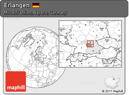 Blank Location Map of Erlangen, highlighted parent region, highlighted grandparent region