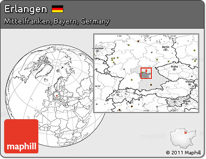 Blank Location Map of Erlangen, highlighted parent region, highlighted grandparent region