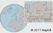 Gray Location Map of Erlangen, hill shading