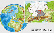 Physical Location Map of Erlangen, highlighted country, highlighted grandparent region