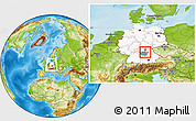 Physical Location Map of Erlangen, highlighted country, highlighted parent region, within the entire country