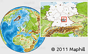 Physical Location Map of Erlangen, highlighted country, highlighted parent region