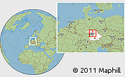 Savanna Style Location Map of Erlangen, highlighted parent region, highlighted grandparent region, within the entire country