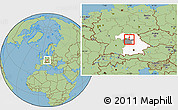 Savanna Style Location Map of Erlangen, highlighted parent region, highlighted grandparent region