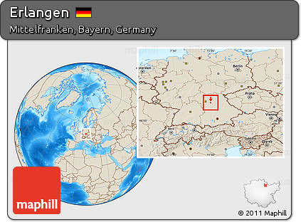 Shaded Relief Location Map of Erlangen