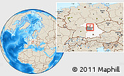 Shaded Relief Location Map of Erlangen, highlighted parent region, highlighted grandparent region