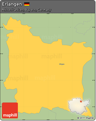 Savanna Style Simple Map of Erlangen