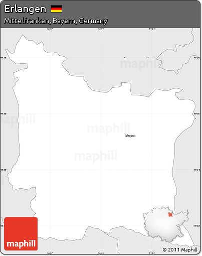 Silver Style Simple Map of Erlangen