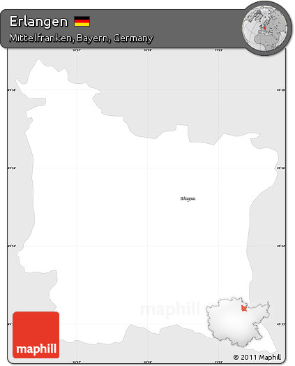 Silver Style Simple Map of Erlangen, single color outside