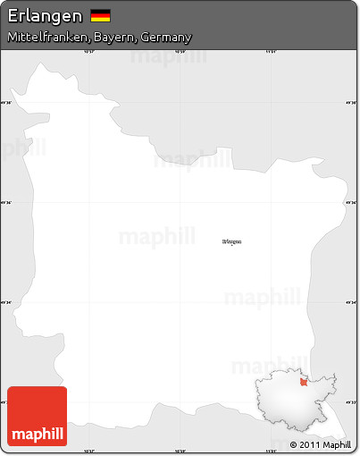 Silver Style Simple Map of Erlangen, single color outside