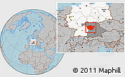Gray Location Map of Mittelfranken, highlighted country, highlighted parent region, hill shading