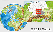 Physical Location Map of Mittelfranken, highlighted country, highlighted parent region