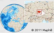 Shaded Relief Location Map of Mittelfranken, highlighted parent region