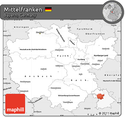 Silver Style Simple Map of Mittelfranken