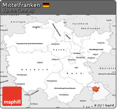 Silver Style Simple Map of Mittelfranken