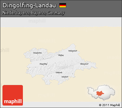 Classic Style 3D Map of Dingolfing-Landau, single color outside