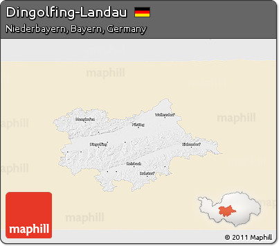 Classic Style 3D Map of Dingolfing-Landau, single color outside