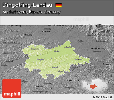 Physical 3D Map of Dingolfing-Landau, darken, desaturated