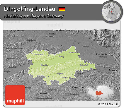Physical 3D Map of Dingolfing-Landau, darken, desaturated