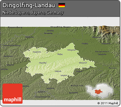 Physical 3D Map of Dingolfing-Landau, darken