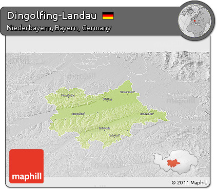 Physical 3D Map of Dingolfing-Landau, lighten, desaturated