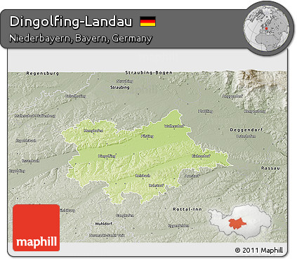 Physical 3D Map of Dingolfing-Landau, semi-desaturated