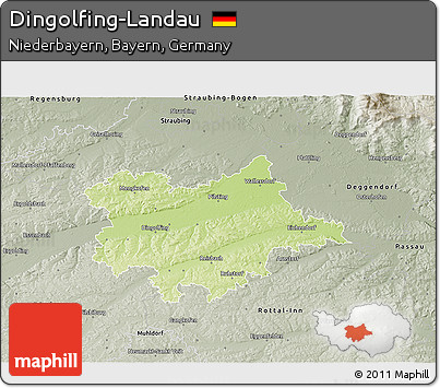Physical 3D Map of Dingolfing-Landau, semi-desaturated