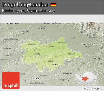 Physical 3D Map of Dingolfing-Landau, semi-desaturated