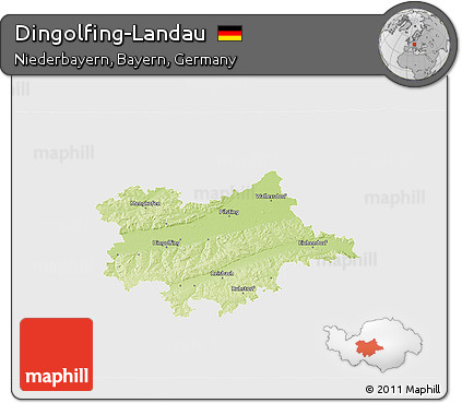 Physical 3D Map of Dingolfing-Landau, single color outside