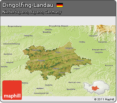 Satellite 3D Map of Dingolfing-Landau, physical outside