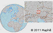 Gray Location Map of Dingolfing-Landau, highlighted parent region, hill shading