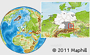 Physical Location Map of Dingolfing-Landau, highlighted country, highlighted grandparent region, within the entire country